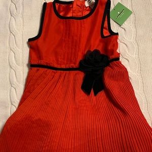 Kate Spade Pleated Chiffon Dress Red Black Size 4Y $128